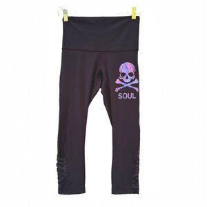 LULULEMON x SOULCYCLE BLACK CRISS CROSS MESH CROP LEGGINGS SIZE 6